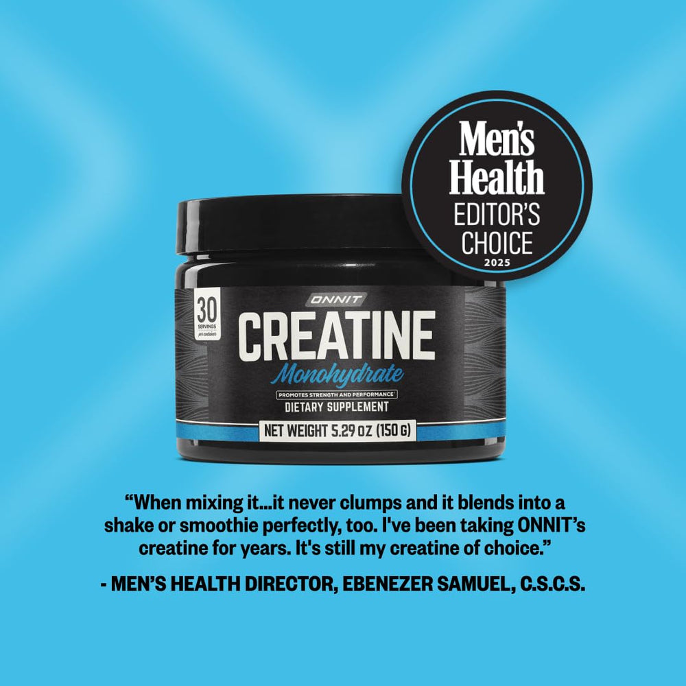 Ingredients panel showing gluten- and dairy-free profile of ONNIT Creatine Monohydrate.