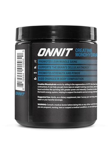 ONNIT Creatine Monohydrate Powder scoop demonstrates convenient serving for steady workouts.