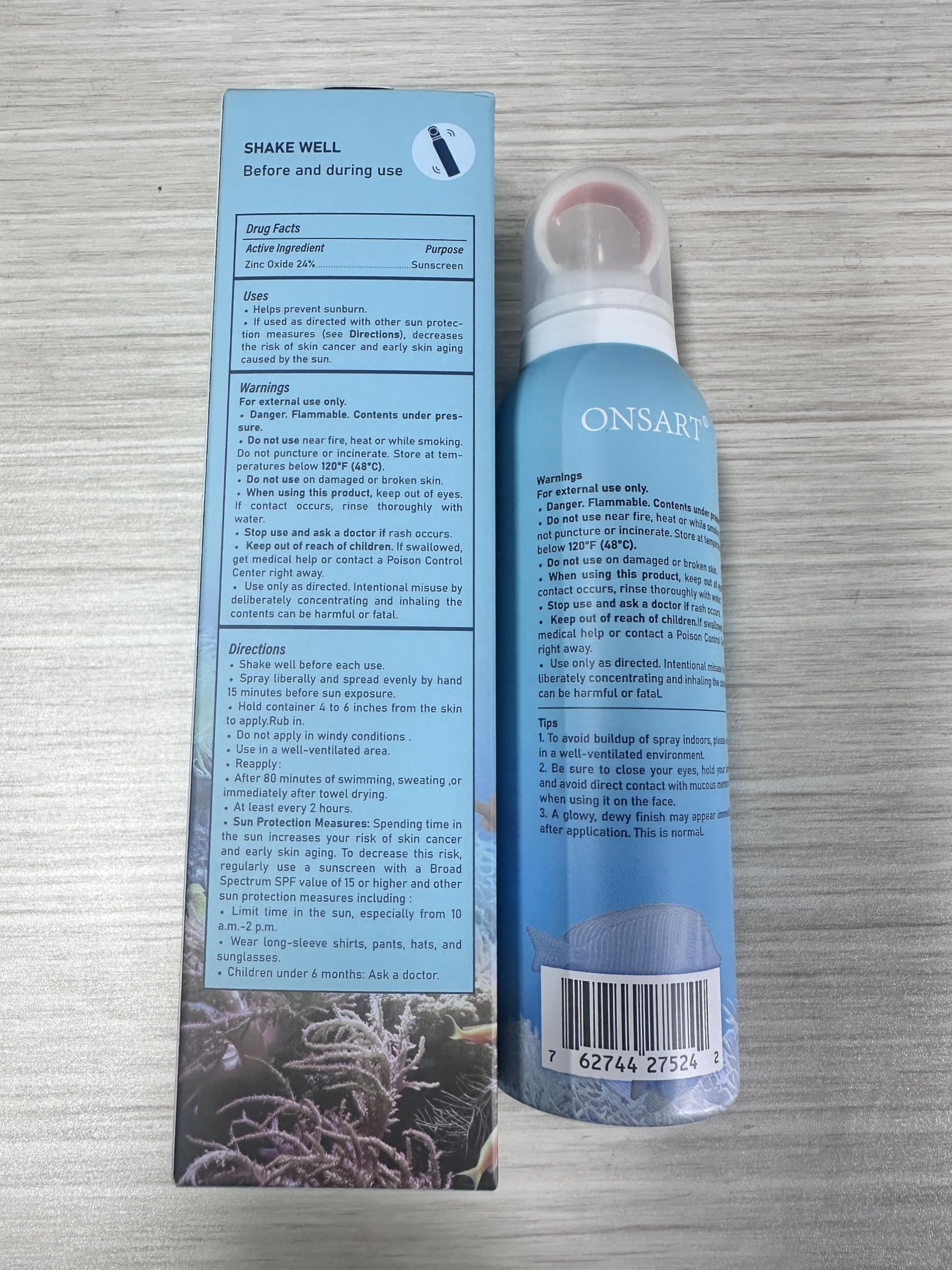 ONSART bottle shown applying lightweight mineral sunscreen without white cast.