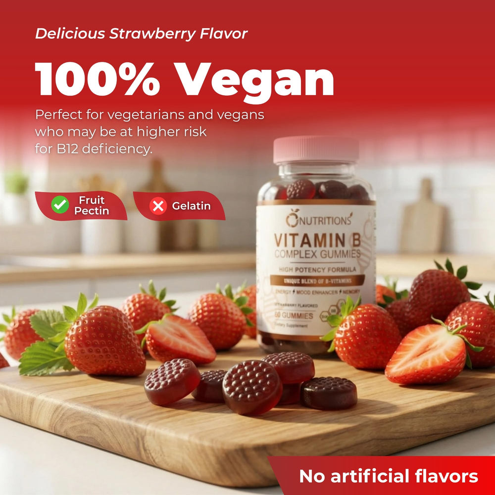 O NUTRITIONS Skin, hair and nails nourishment shown by biotin-enriched gummies.