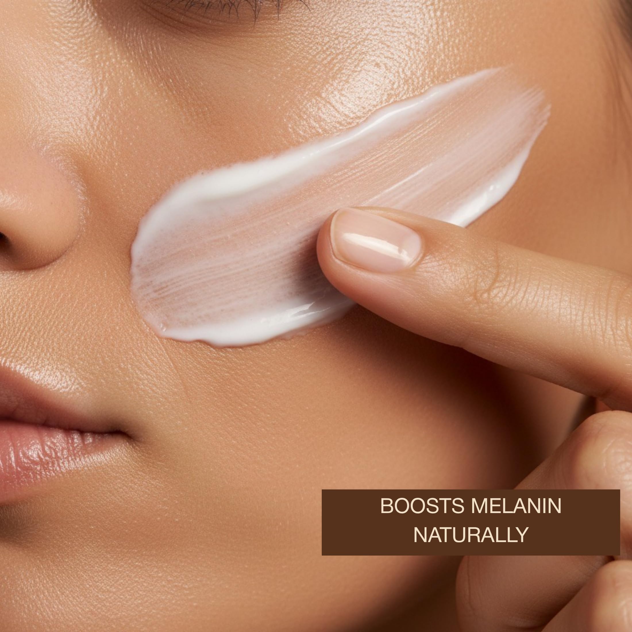 Onyx anti-aging lotion application close-up demonstrates smooth, even skin coverage.