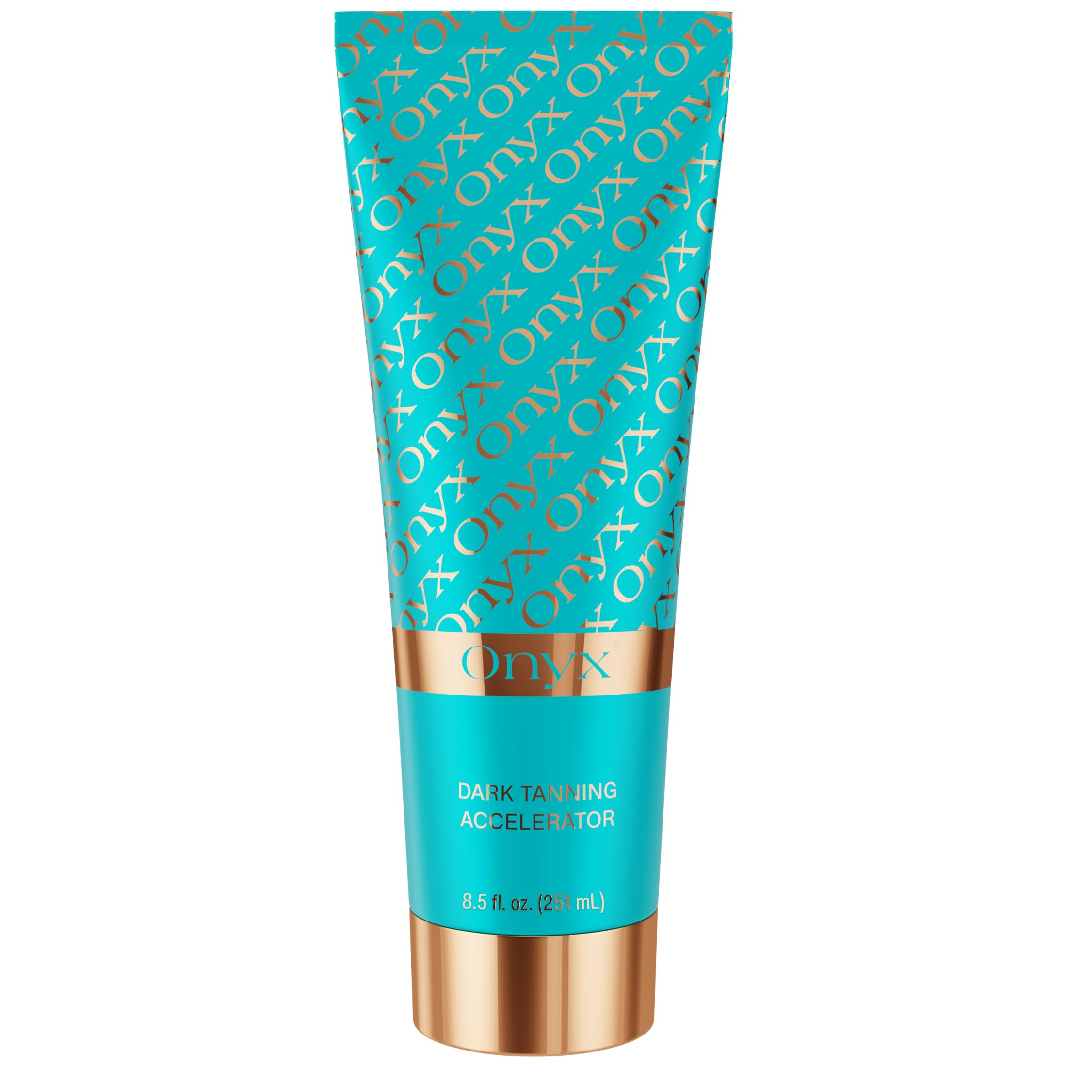 Onyx Strongest Dark Tanning Accelerator Lotion bottle for easy, mess-free application.