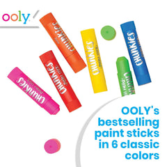 OOLY Chunkies paint sticks color swatches showing vibrant hues and quick-dry finish