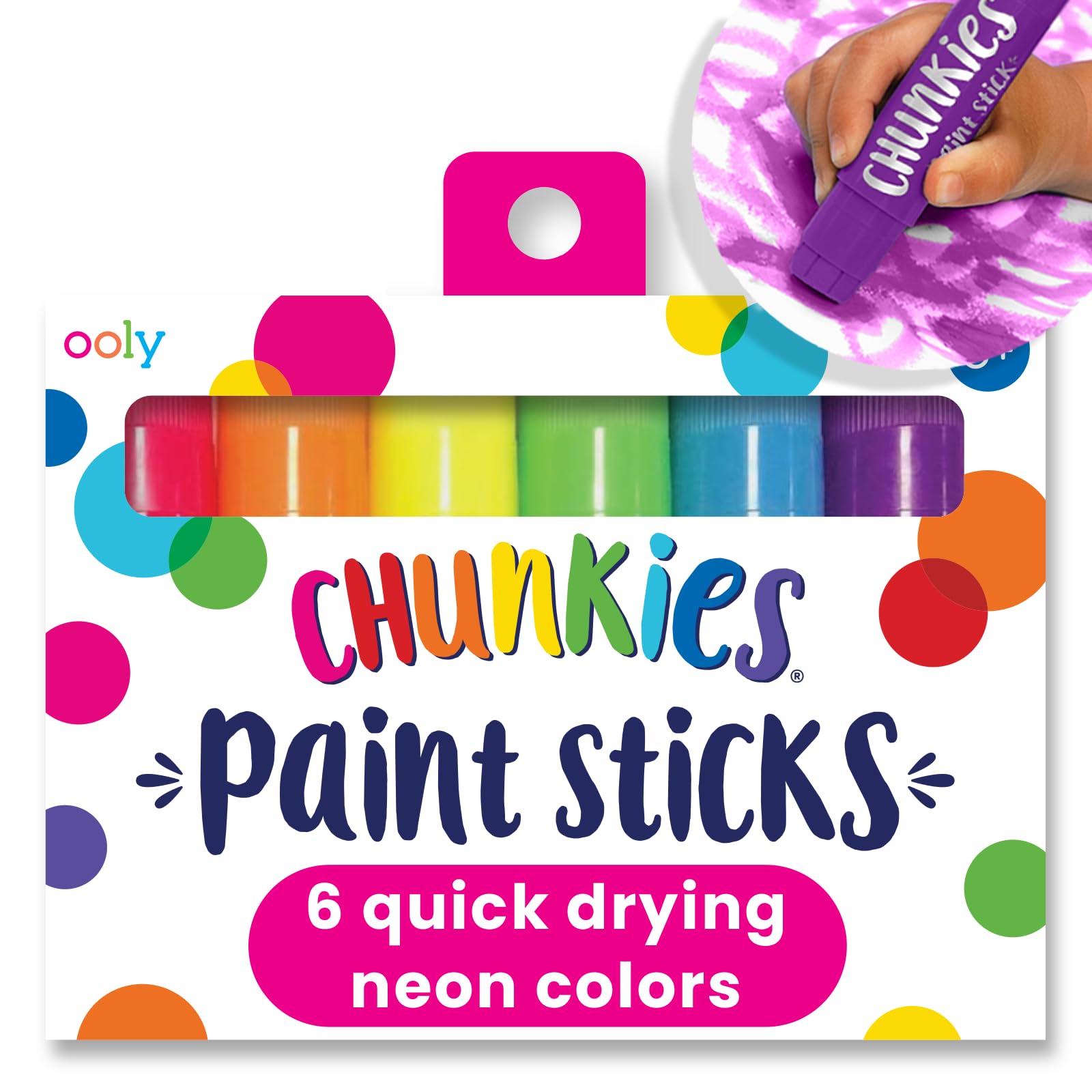 Ooly Chunkies neon paint sticks 6-pack for vibrant, mess-free art.