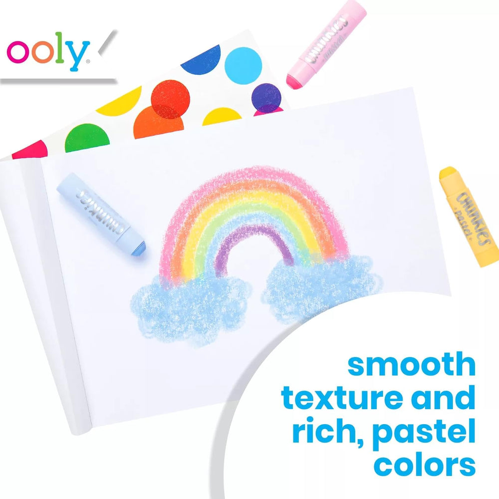 OOLY Chunkies on sketchbook pages for easy, precise art sessions.