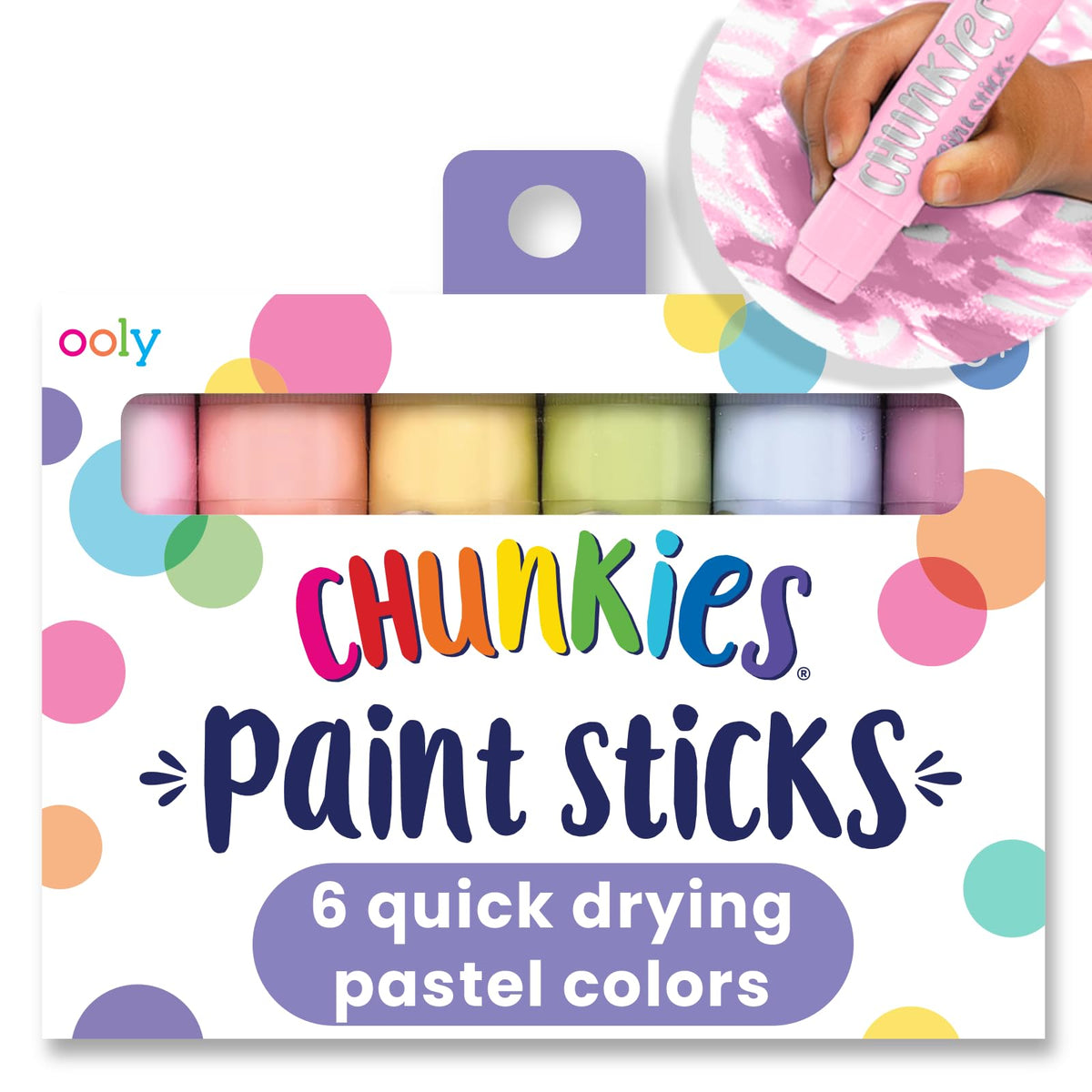 OOLY Chunkies pastel paint sticks pack for bright, no-muss color on paper.