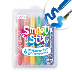 Ooly Smooth Stix gel crayons set of 6 with rainbow colors for bold glass and paper art.