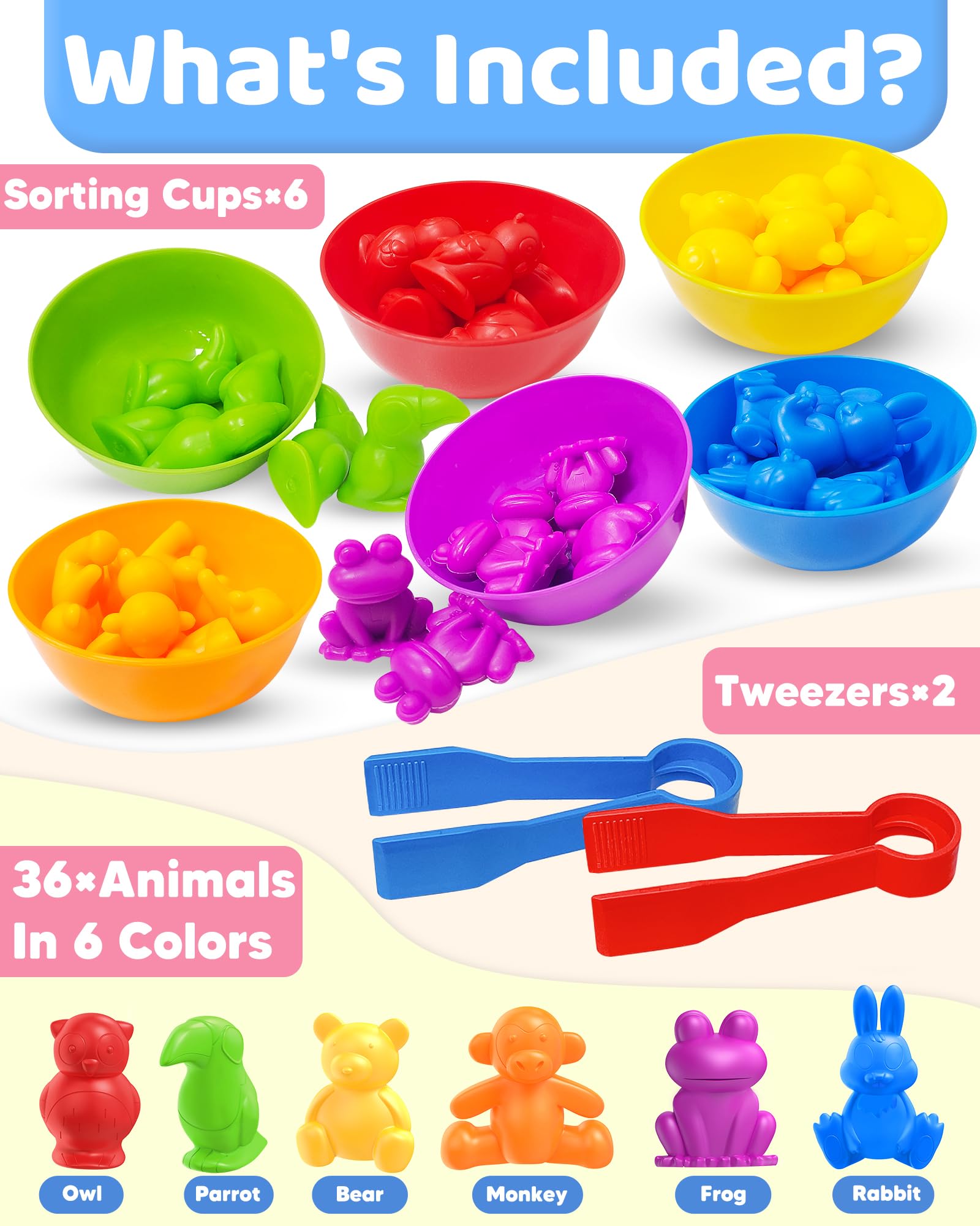 Oomloid six rainbow bowls for color sorting and easy organization.