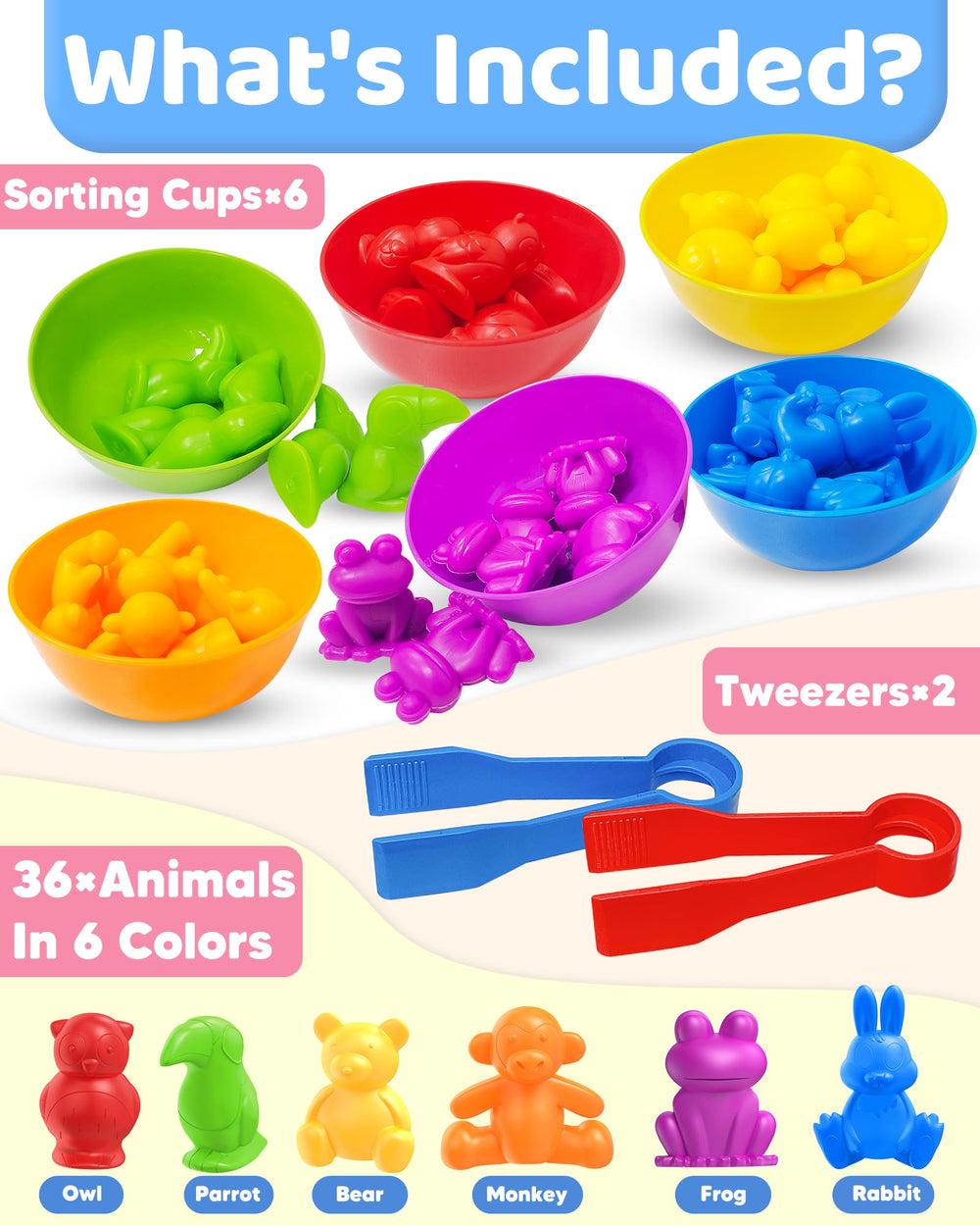 Oomloid six rainbow bowls for color sorting and easy organization.