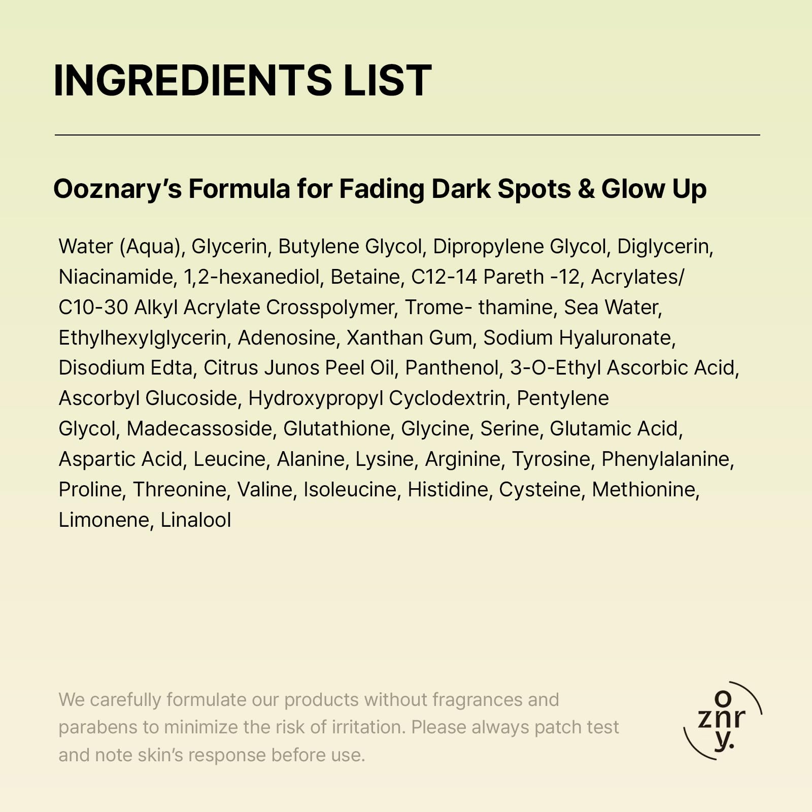 Swatch of OOZNARY Vita 3 Serum showcasing brightening glow.