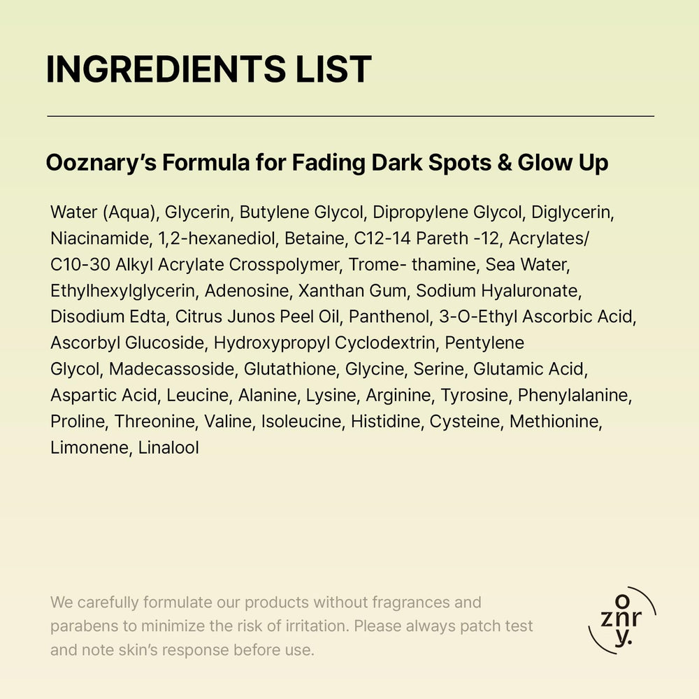 Swatch of OOZNARY Vita 3 Serum showcasing brightening glow.