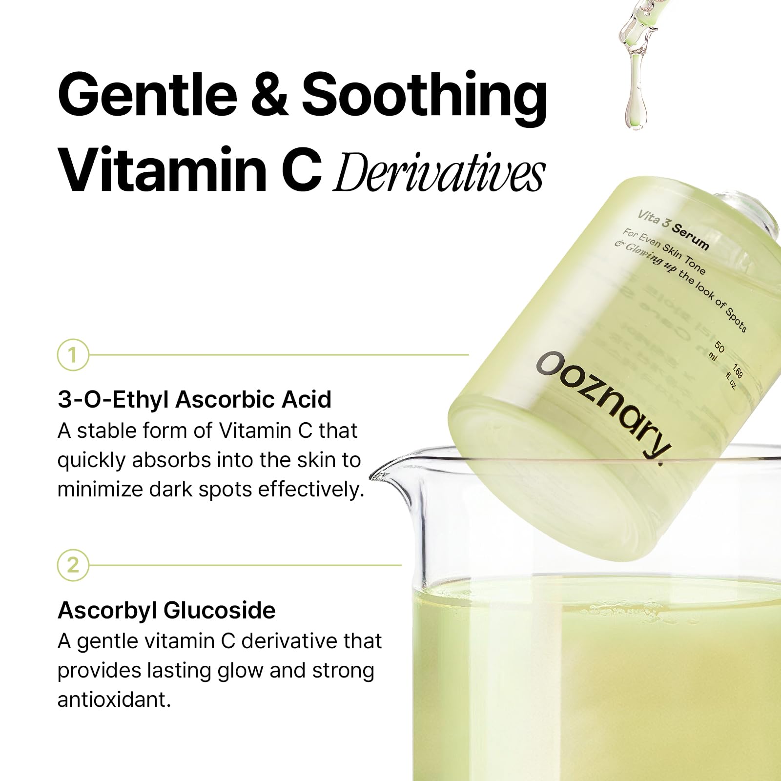 OOZNARY Vita 3 Serum applied to skin for even, gradual absorption.