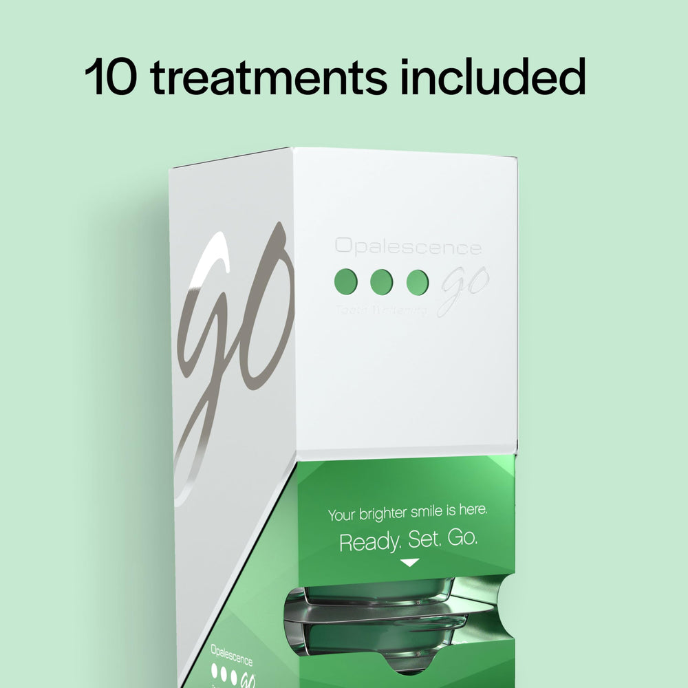 Opalescence GO bundle on bathroom counter ready for use in a whitening routine.