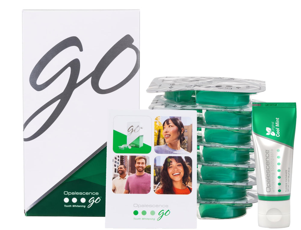 Opalescence GO gluten-free and kosher labeling signals dental-friendly care.