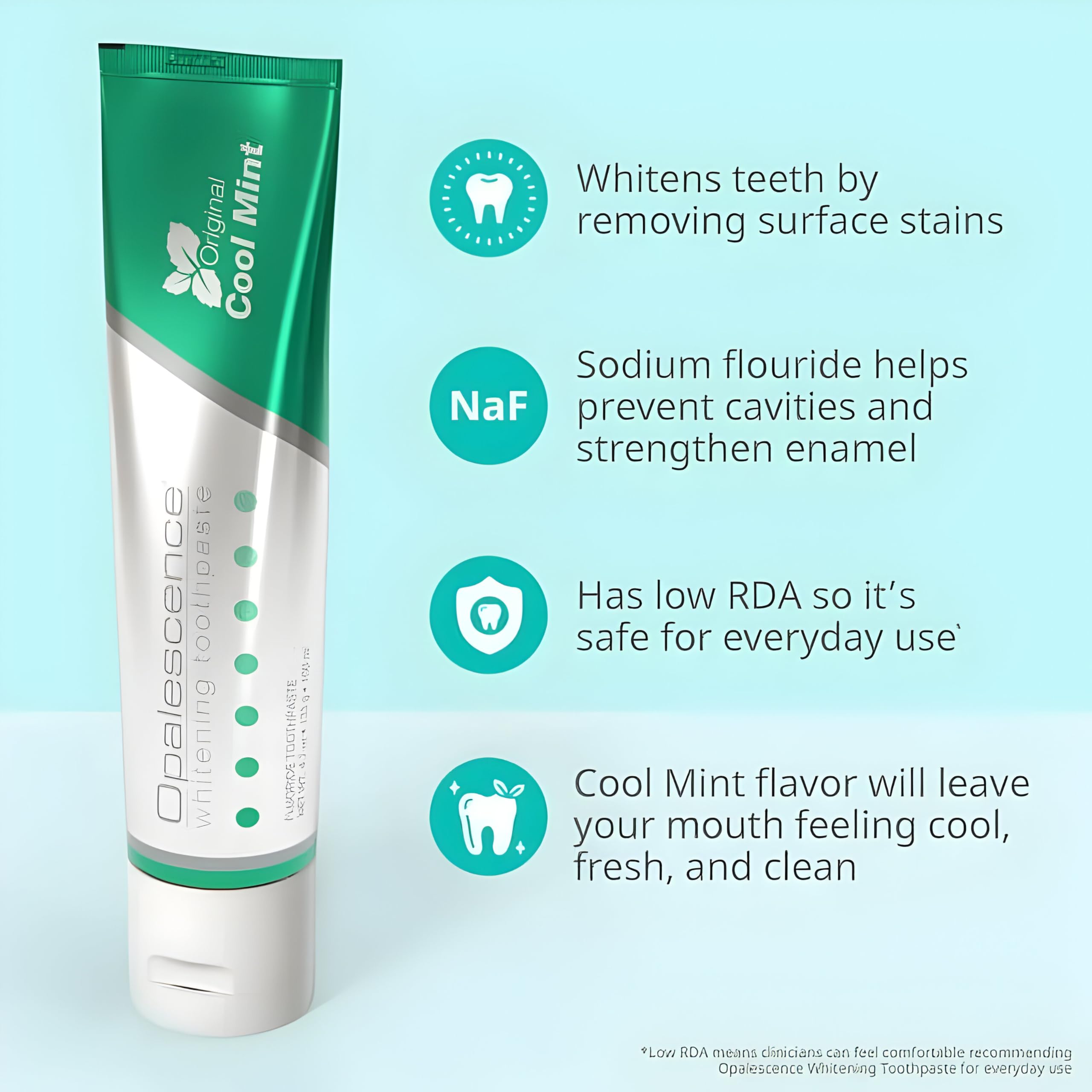 Opalescence GO usage steps photo shows a simple, no-LED whitening routine.