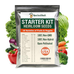Open Seed Vault 18-seed-types-pack offers diverse heirloom seeds for a resilient home garden