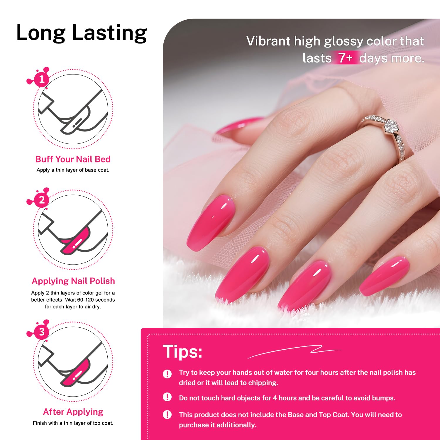 OpenLive Rose Pink on nails demonstrating a sleek, professional look at home.