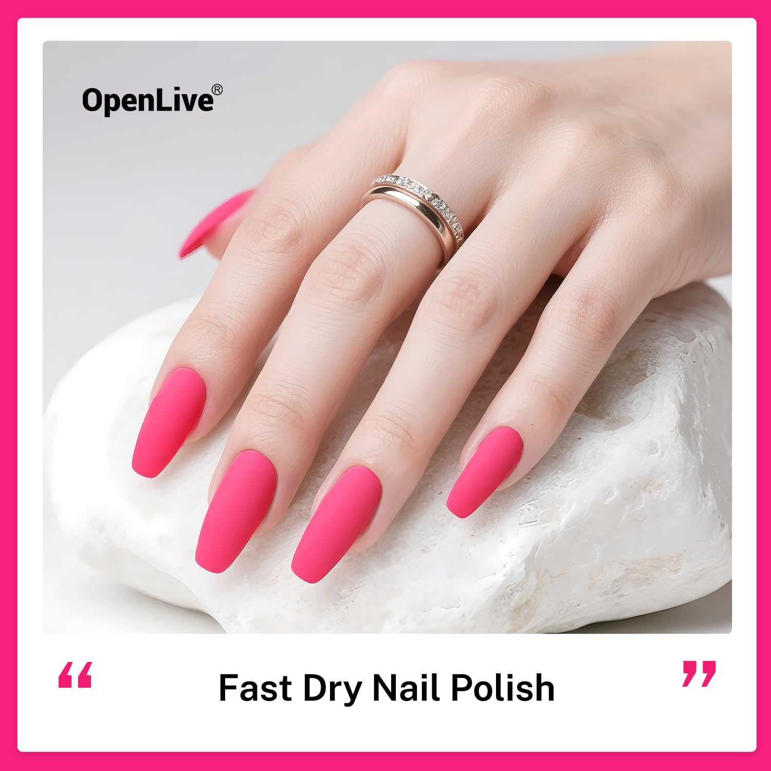 OpenLive Rose Pink swatches displaying glossy, long-lasting finish.