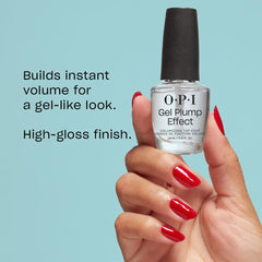 OPI Gel Plump Effect Top Coat on nails with high-shine glossy finish