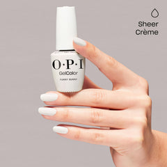 OPI GelColor Funny Bunny close-up reveals a high-gloss, reflective finish.