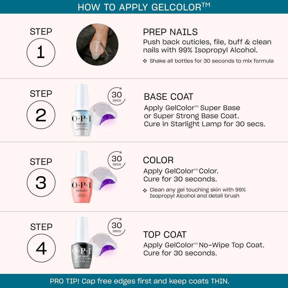 OPI GelColor Love Is in the Bare curing in 30 seconds under LED lamp.