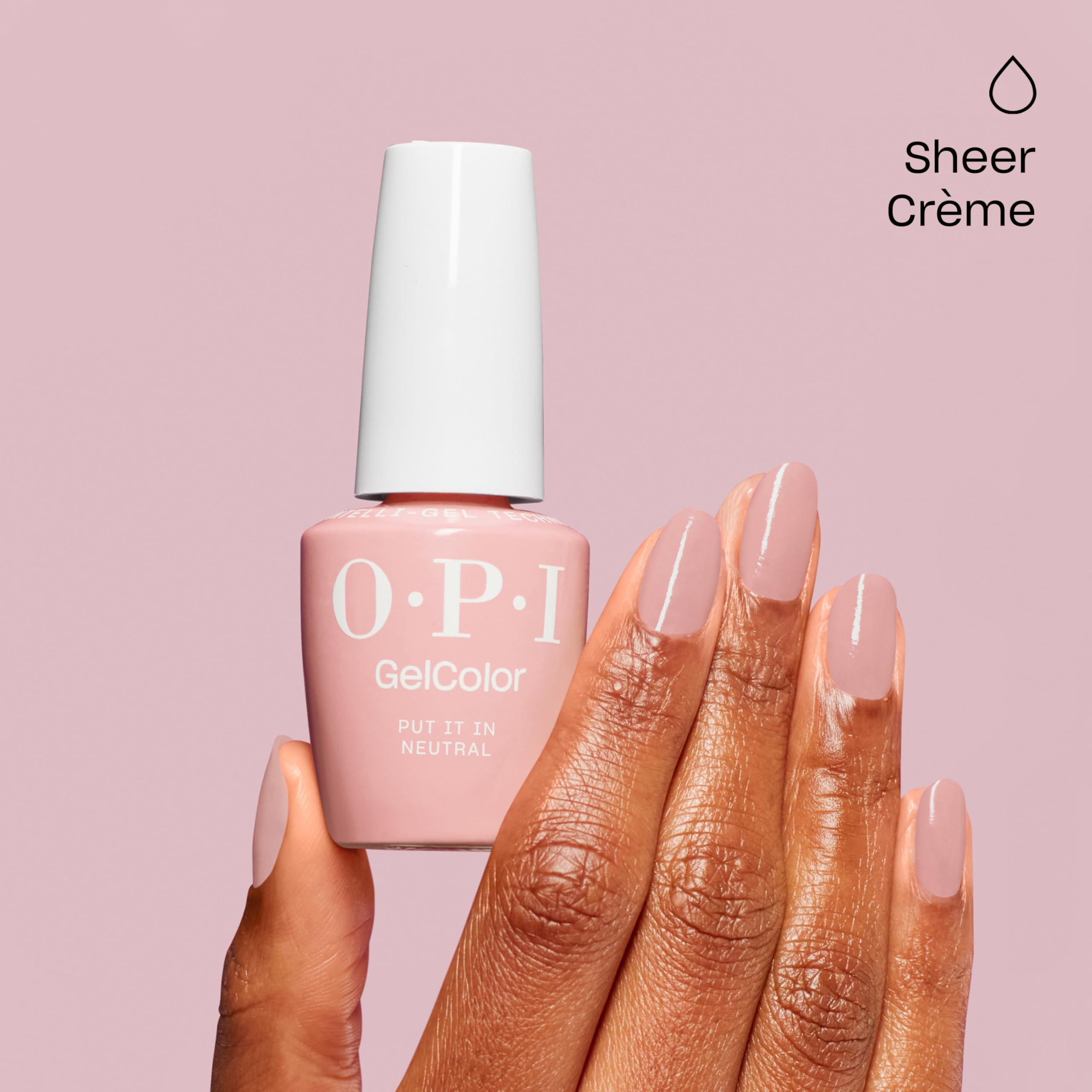 OPI GelColor Put It in Neutral color-swatches demonstrate versatile, sheer beige-pink tones for nude looks.