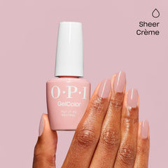 OPI GelColor Put It in Neutral color-swatches demonstrate versatile, sheer beige-pink tones for nude looks.