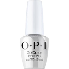 OPI GelColor Super Base Coat bottle demonstrating strong adhesion for gel nails.