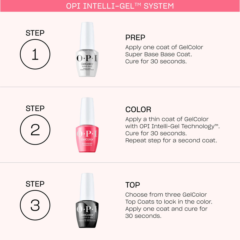 OPI GelColor Super Gloss No-Wipe Top Coat seals chrome powder looks with a glossy finish