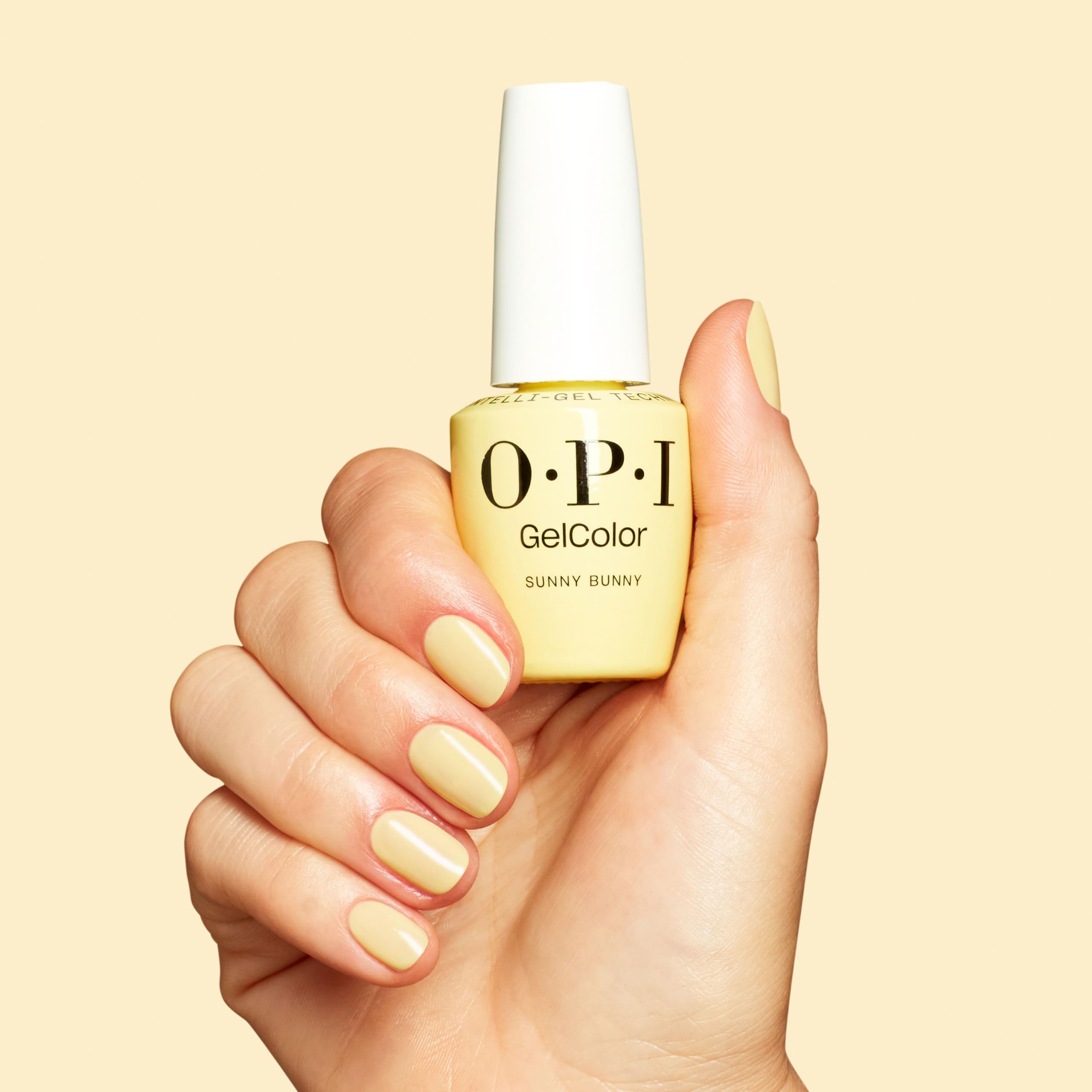 OPI Sunny Bunny LED cure shows quick 30-second drying under Star Light lamp.