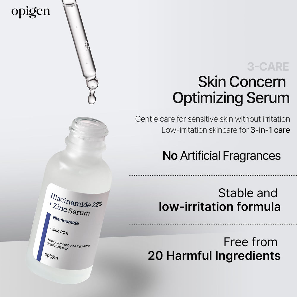 Opigen Niacinamide 22 percent serum dropper dispenses hydration