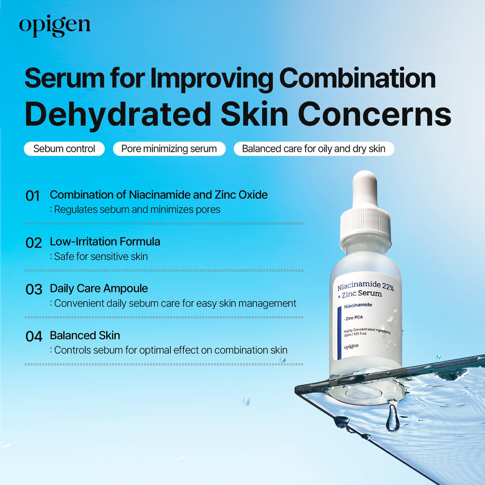 Opigen Niacinamide 22 percent serum on face for daily balance