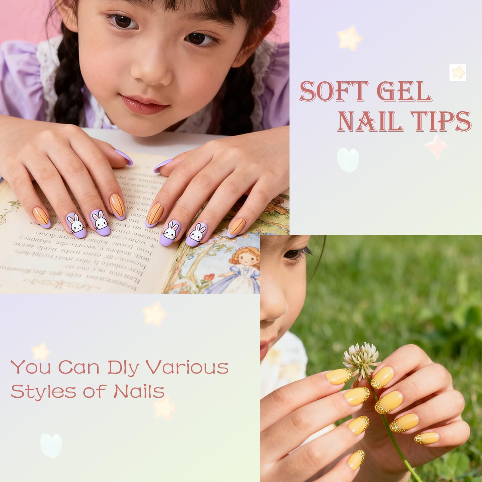 OPkssnails pre glue press on kid nails for quick mess free manicures