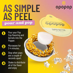 Opopop microwave pop cups in action delivering fluffy popcorn