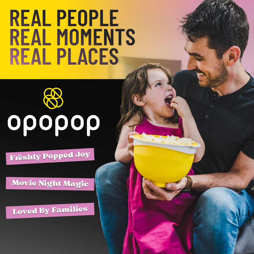 Opopop microwave setup with bag shows quick prep and aroma.