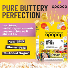 Opopop butter popcorn bag popping in microwave releasing savory aroma