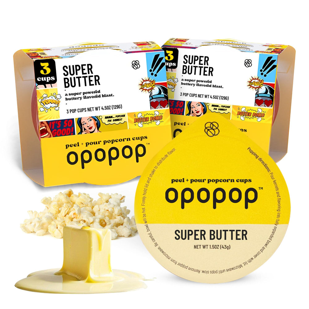 Opopop Super Butter pop cups 6-pack for movie-night snacks