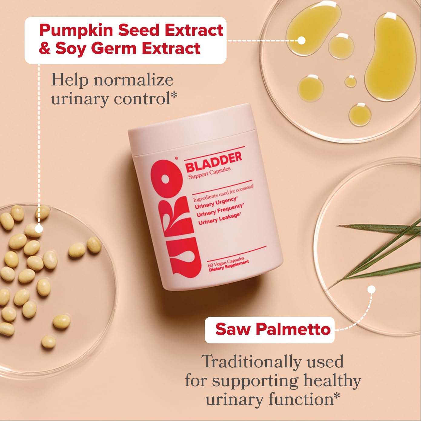 O Positiv URO pumpkin seed extract image emphasizing natural bladder-support ingredients