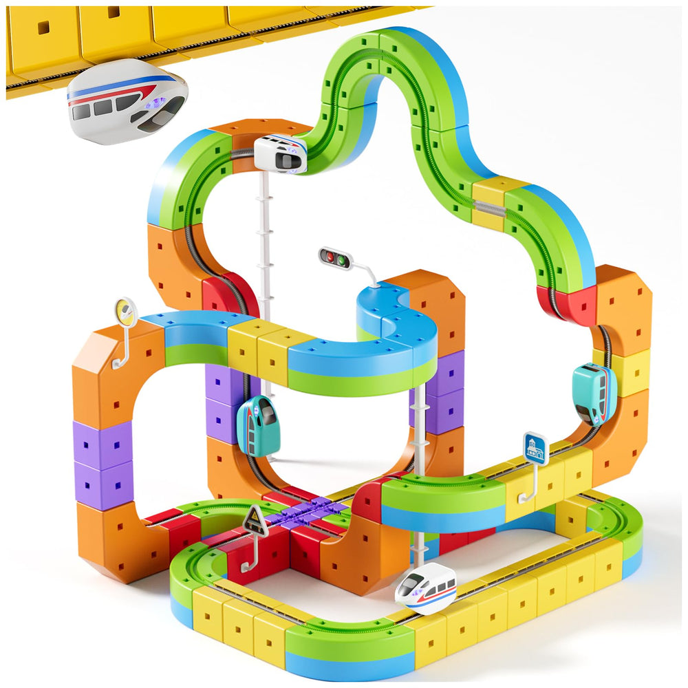 Oppvoci upgrade electric train set with 3D infinity track for creative layouts