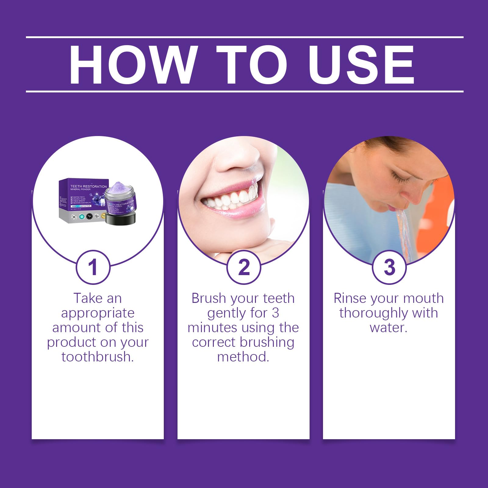 Oprtuisi Daily brushing with mineral powder promotes clean teeth and gums.