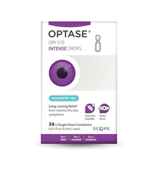 Optase Dry Eye Intense Drops being applied to the eye for immediate lubrication.