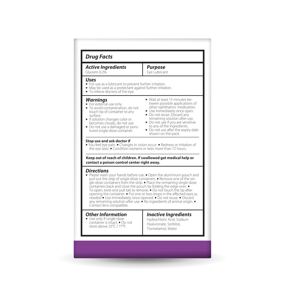 Optase Dry Eye Intense Drops clear solution illustrating smooth lubrication on the eye.