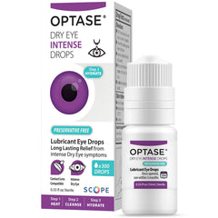Optase Dry Eye Intense Drops multidose bottle for preservative-free hydration.