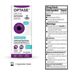 Optase Dry Eye Intense Drops preservative-free formula delivering gentle lubrication.