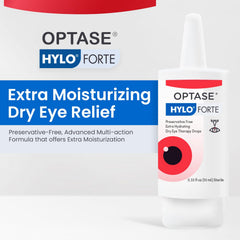 Optase HYLO Forte application close-up suggests gentle eye drops