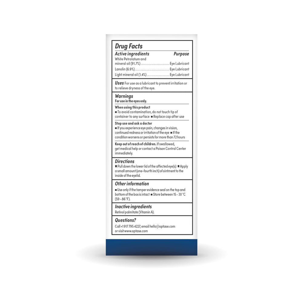 Optase HYLO Night Eye Ointment dispense view highlights easy nighttime application