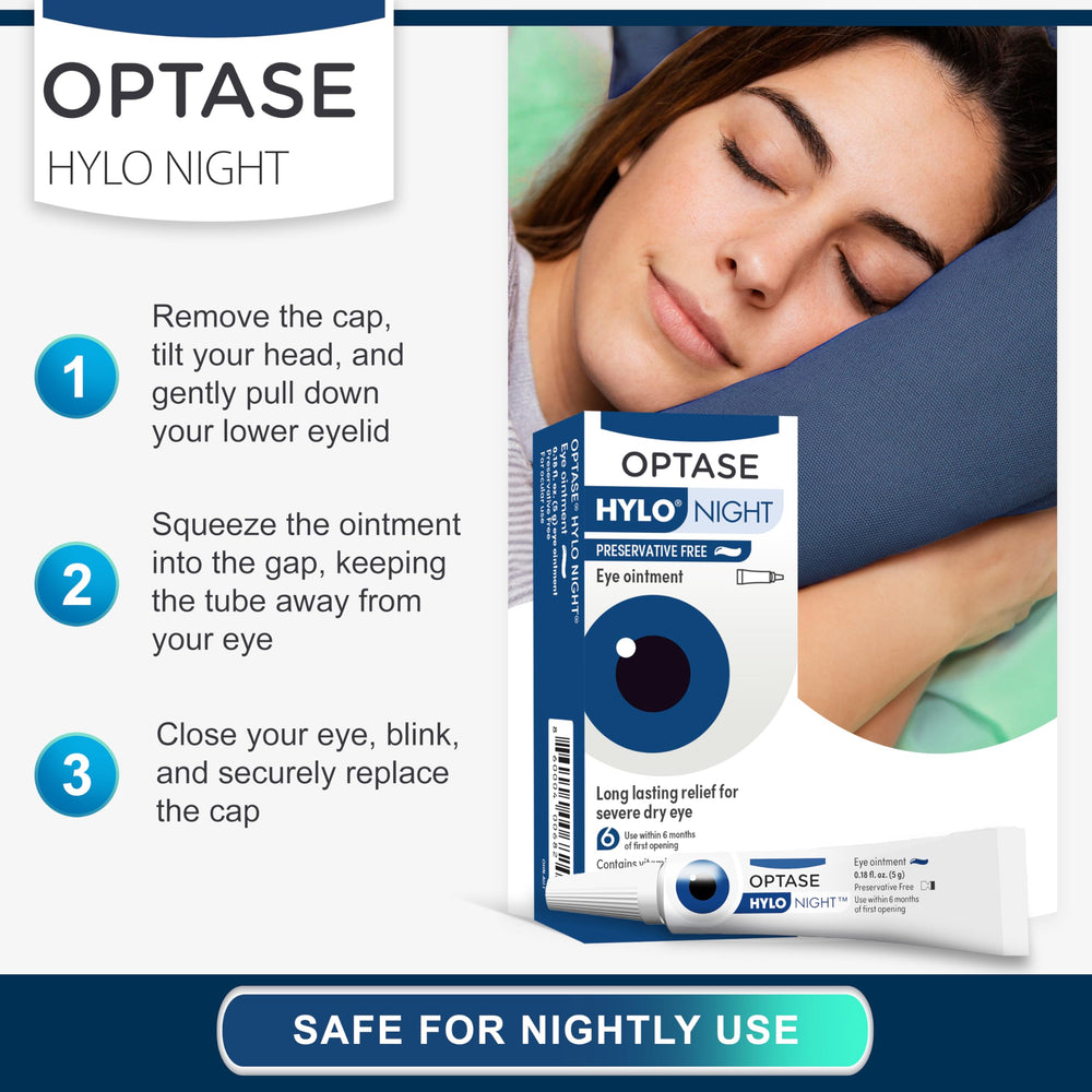 Optase HYLO Night Eye Ointment texture-glide offers smooth nightly application