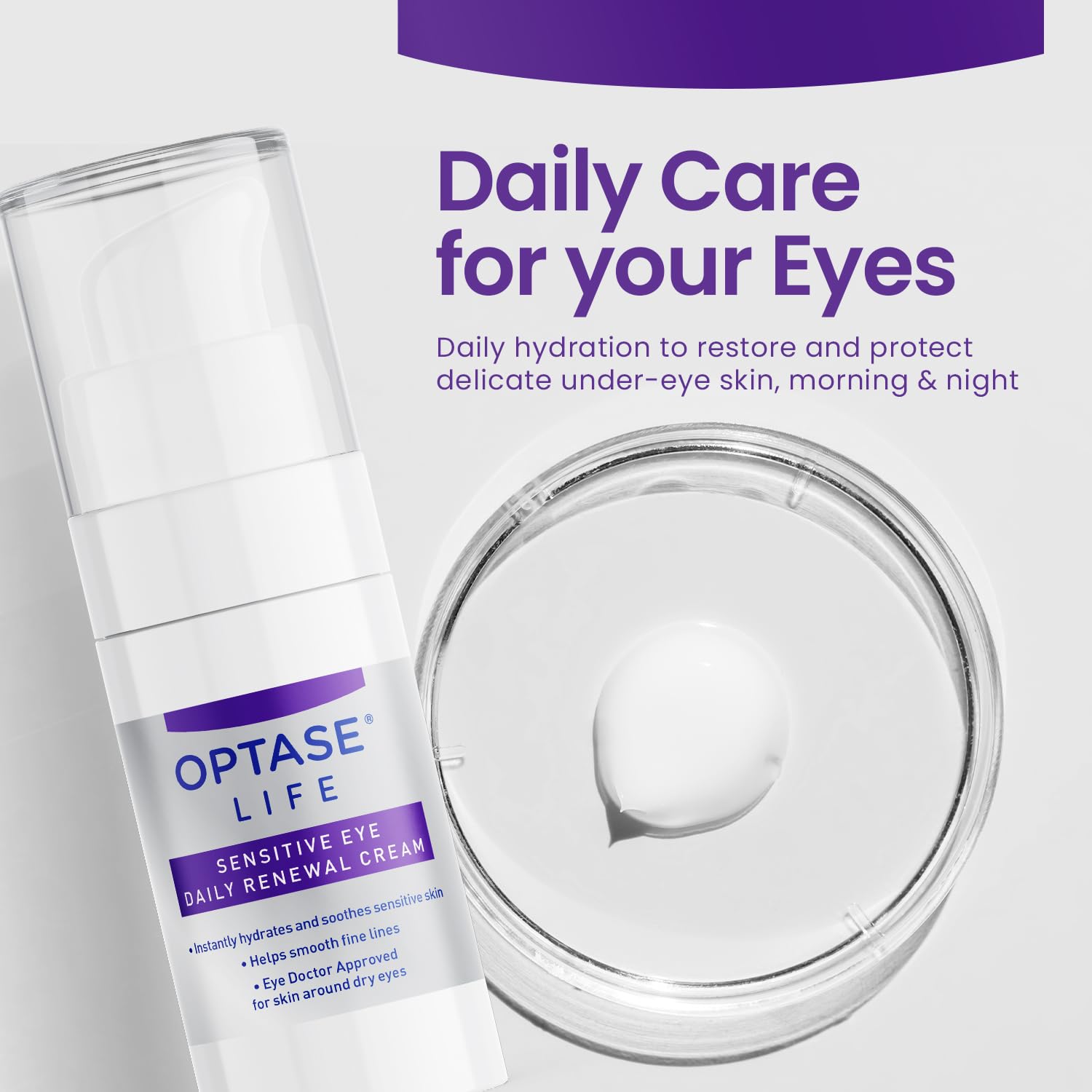 Optase LIFE preservative-free label signaling gentle care for sensitive eyes