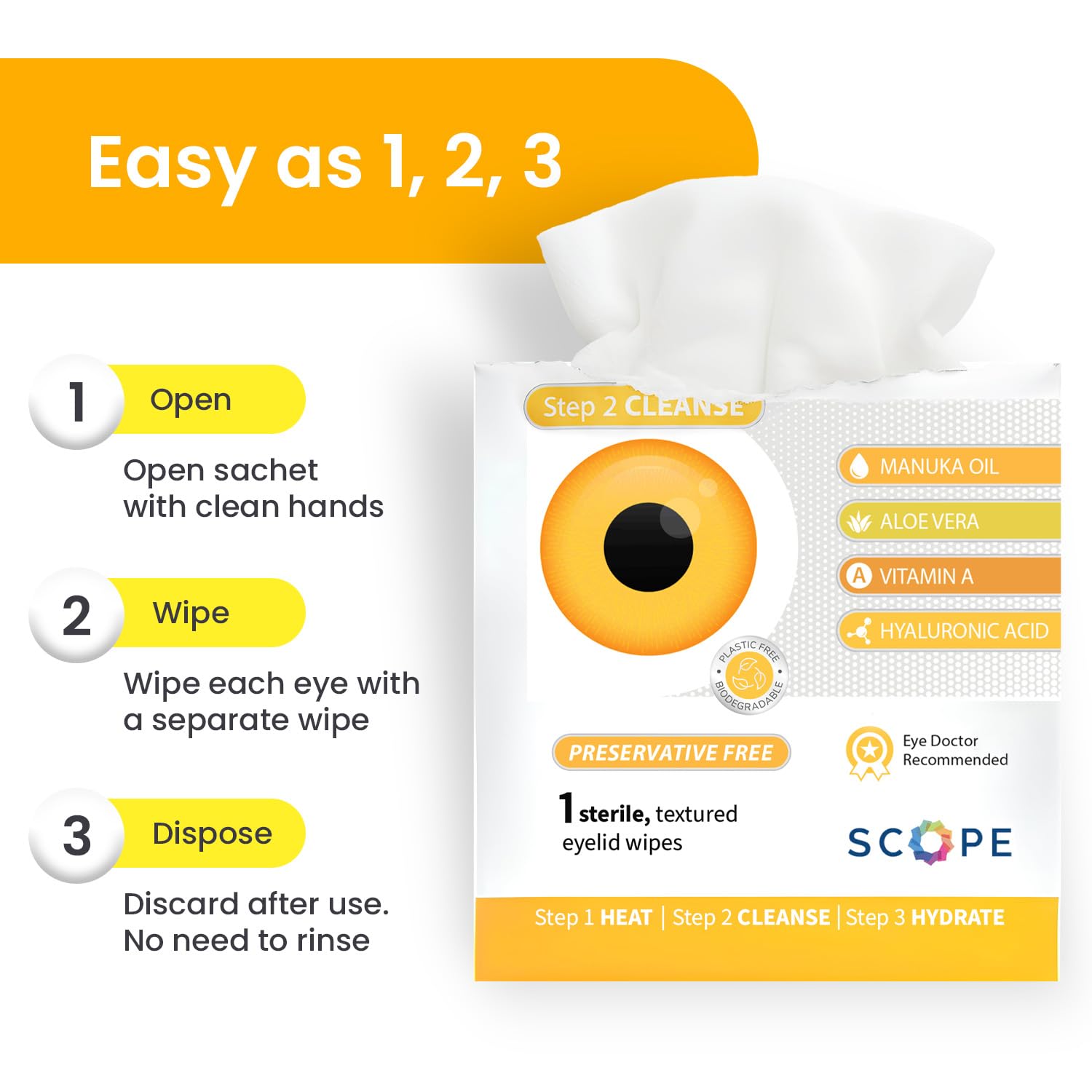 Optase makeup remover and eyelid cleansing wipe in one.