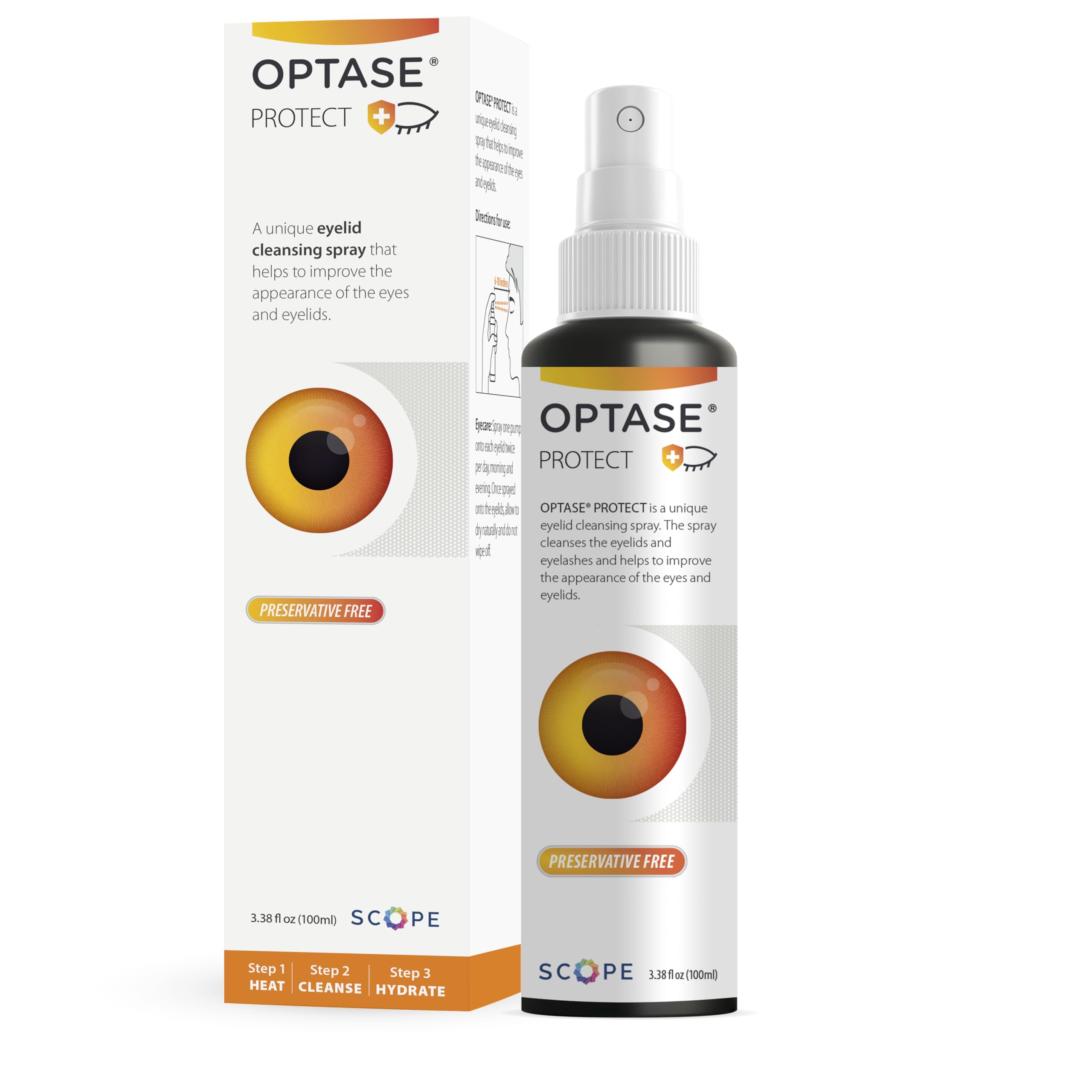 Optase Protect eyelid spray bottle for gentle daily cleansing around sensitive eyes